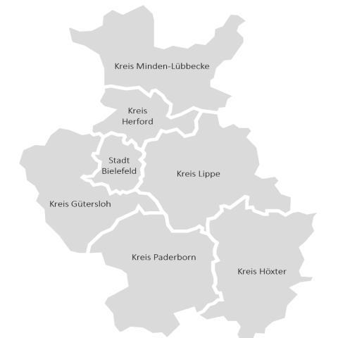 Karte des Regierungsbezirks Detmold